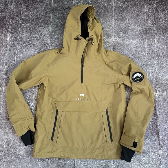 Men's Montec Typhoon Anorak Tan Brown Black Hooded Pullover Zip Ski Jacket Sz XL - Picture 1 of 5